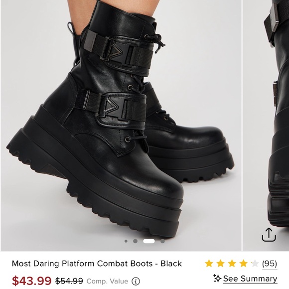 Black Platform Combat Boots - Picture 5 of 5